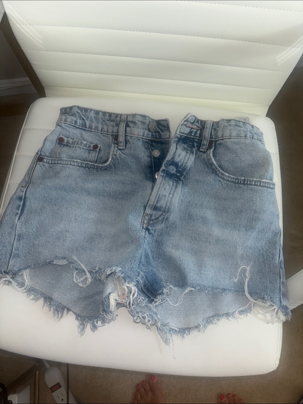 Zara High-Rise Light Blue Denim Cutoff Shorts